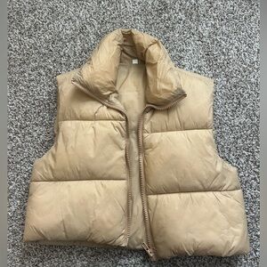 Tan Puffer Vest WORN ONCE